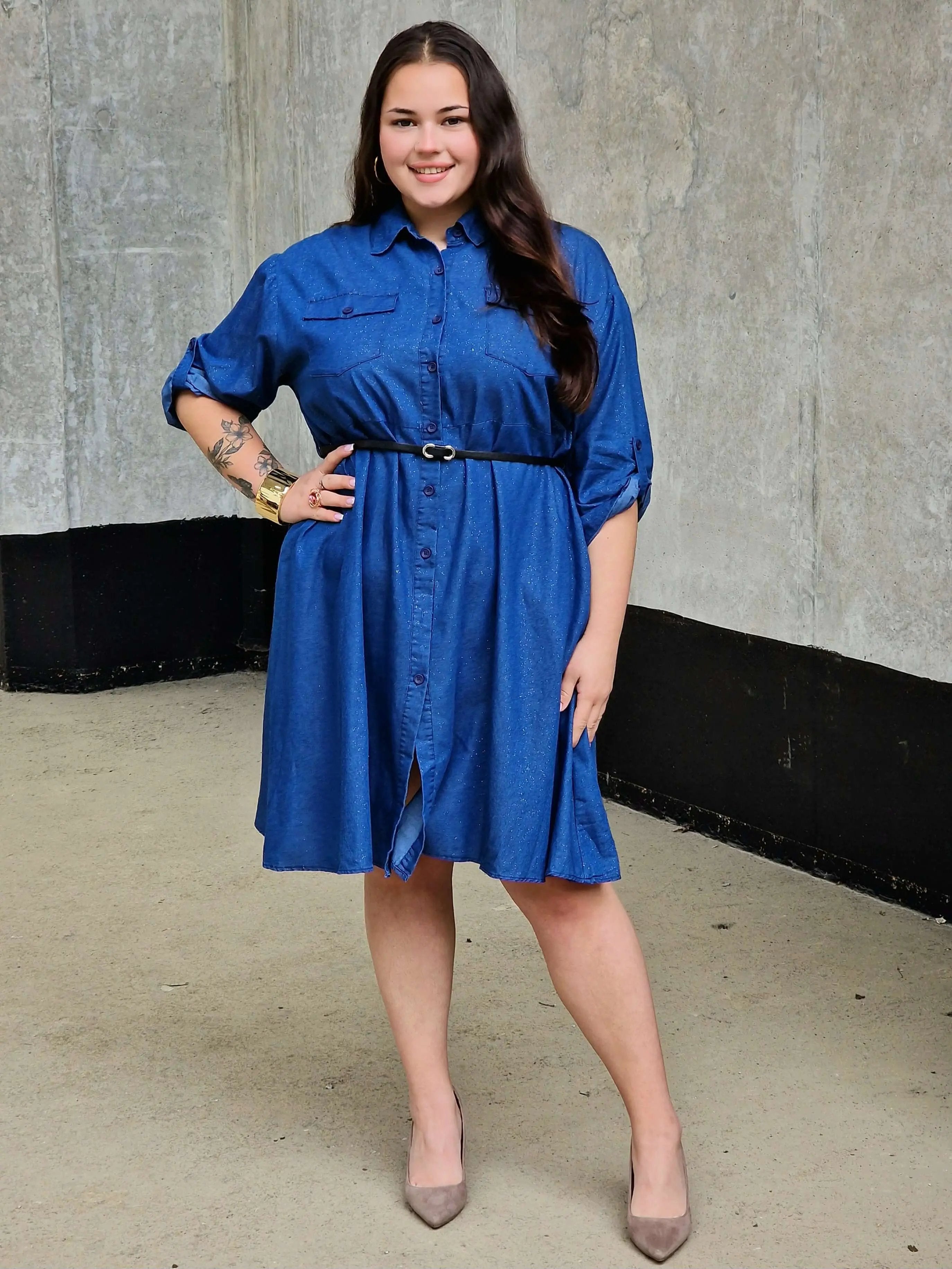 Sukienka koszulowa z połyskiem Stylowa XL