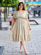 Sukienka lniana z odcięciem pod biustem Stylowa XL