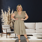 Sukienka lniana z odcięciem pod biustem Stylowa XL