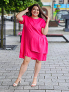 Sukienka lniano-wiskozowa z ozdobnymi przeszyciami Stylowa XL