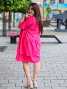 Sukienka lniano-wiskozowa z ozdobnymi przeszyciami Stylowa XL