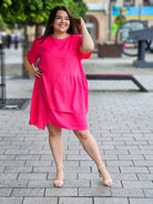 Sukienka lniano-wiskozowa z ozdobnymi przeszyciami Stylowa XL