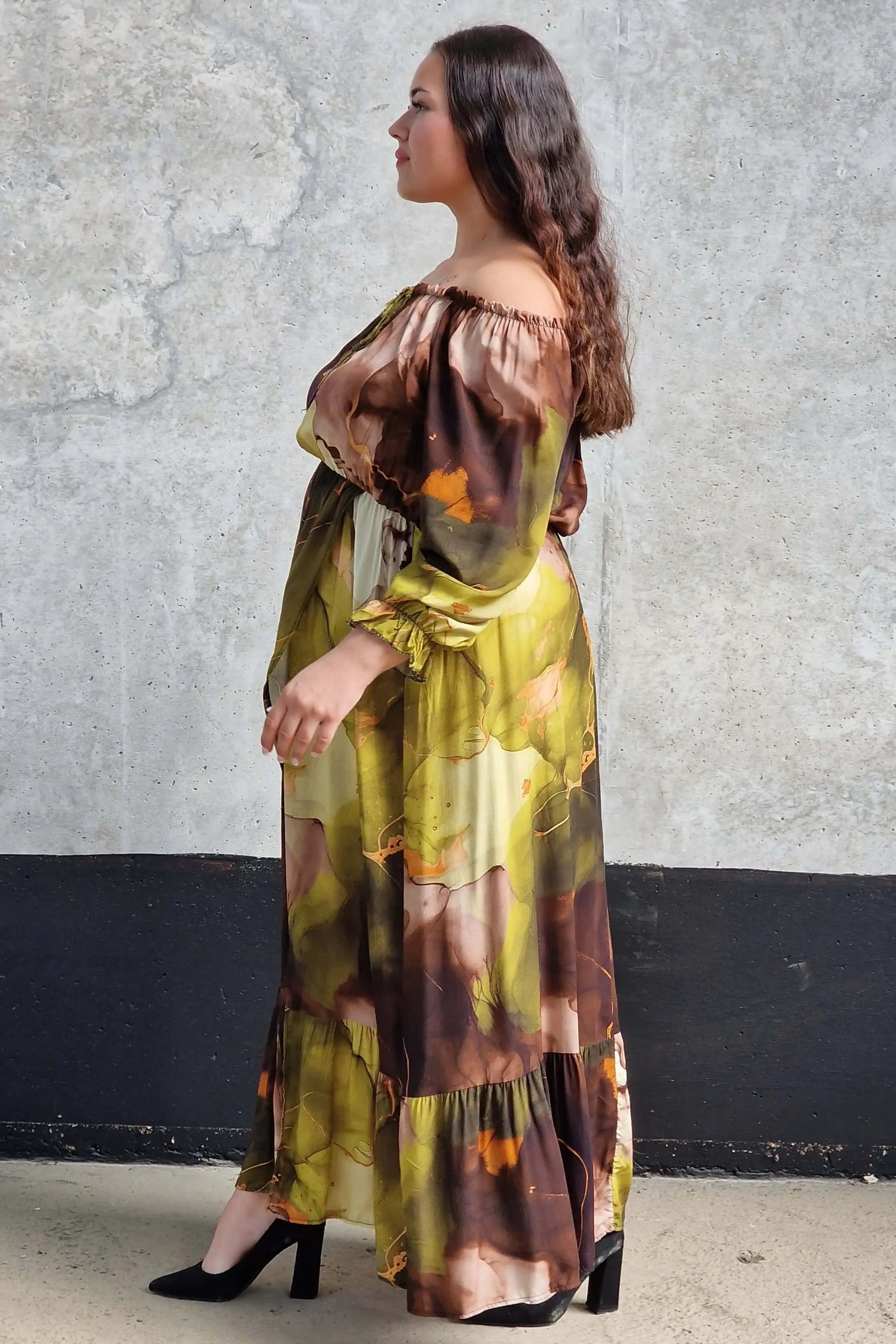 Sukienka maxi hiszpanka z rozcięciem Stylowa XL