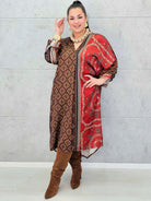 Sukienka maxi w etniczny wzór – elegancka sukienka plus size dla kobiet XXL Stylowa XL