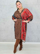 Sukienka maxi w etniczny wzór – elegancka sukienka plus size dla kobiet XXL Stylowa XL