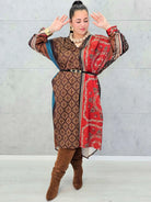 Sukienka maxi w etniczny wzór – elegancka sukienka plus size dla kobiet XXL Stylowa XL