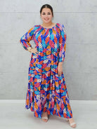Sukienka maxi w kolorowy print Stylowa XL