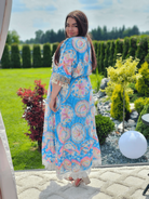 Sukienka maxi w pastelowy orientalny wzór Stylowa XL