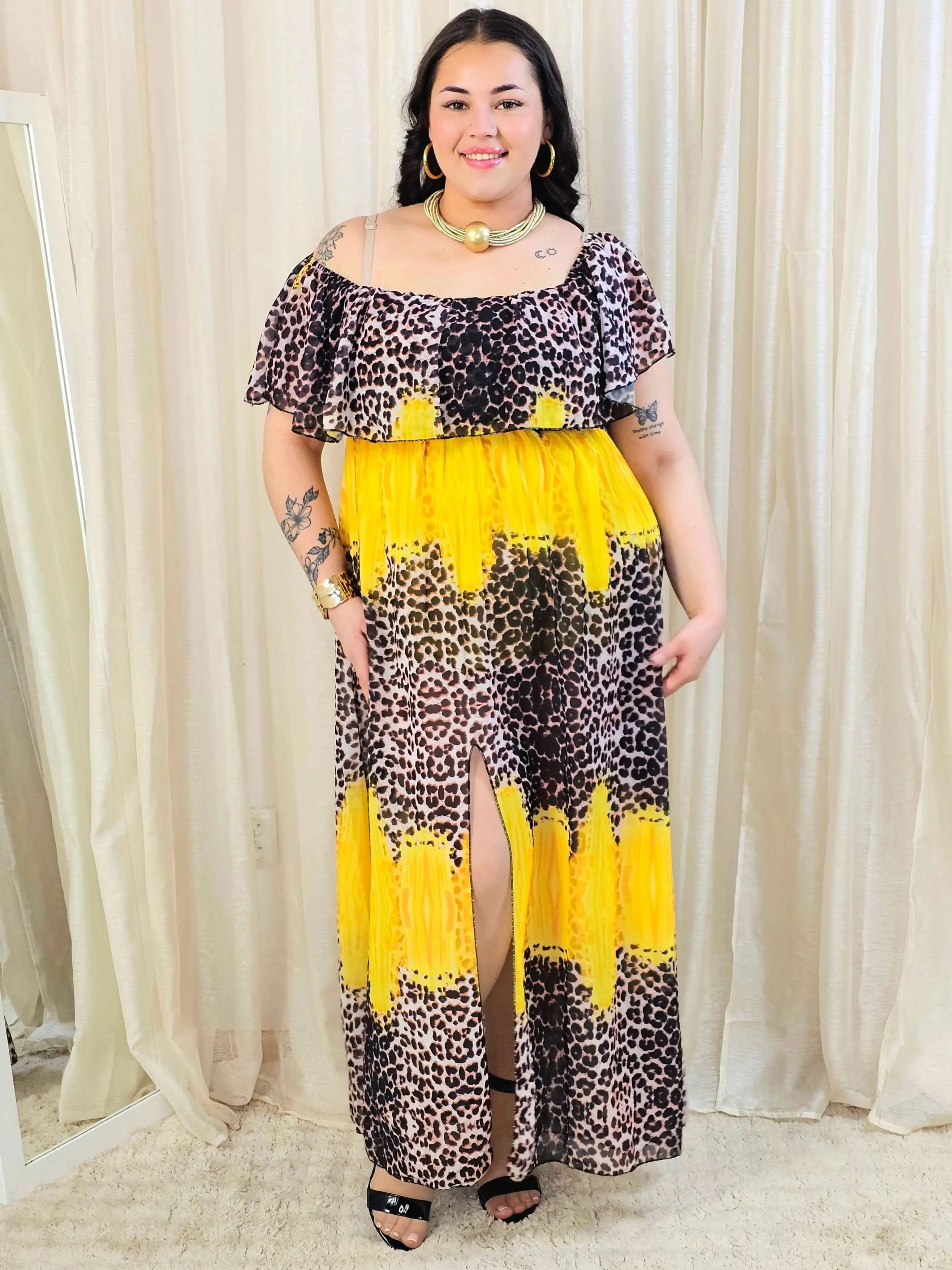 Sukienka maxi w stylu boho z wzorem zwierzęcym - w kilku kolorach Stylowa XL