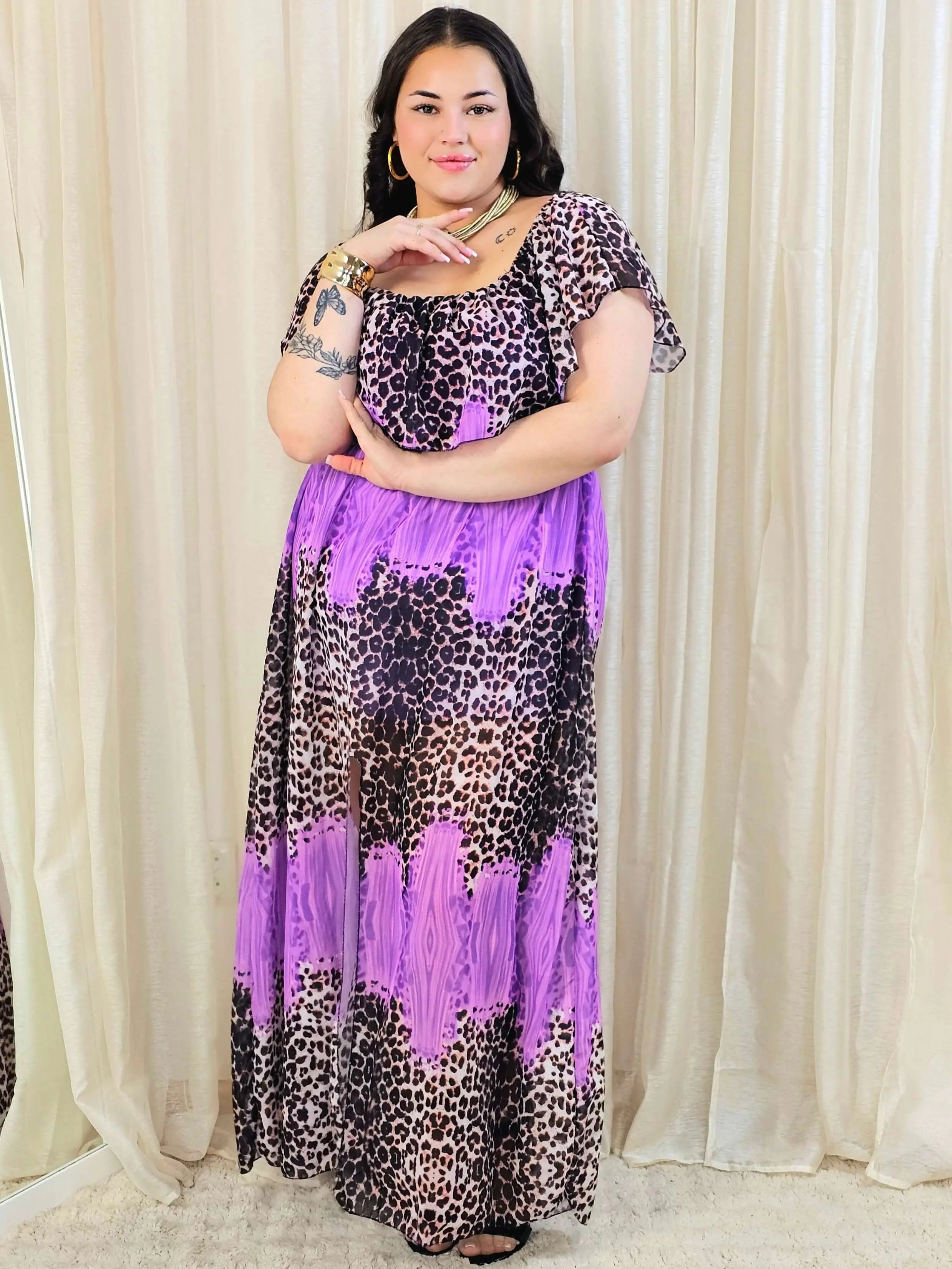 Sukienka maxi w stylu boho z wzorem zwierzęcym - w kilku kolorach Stylowa XL