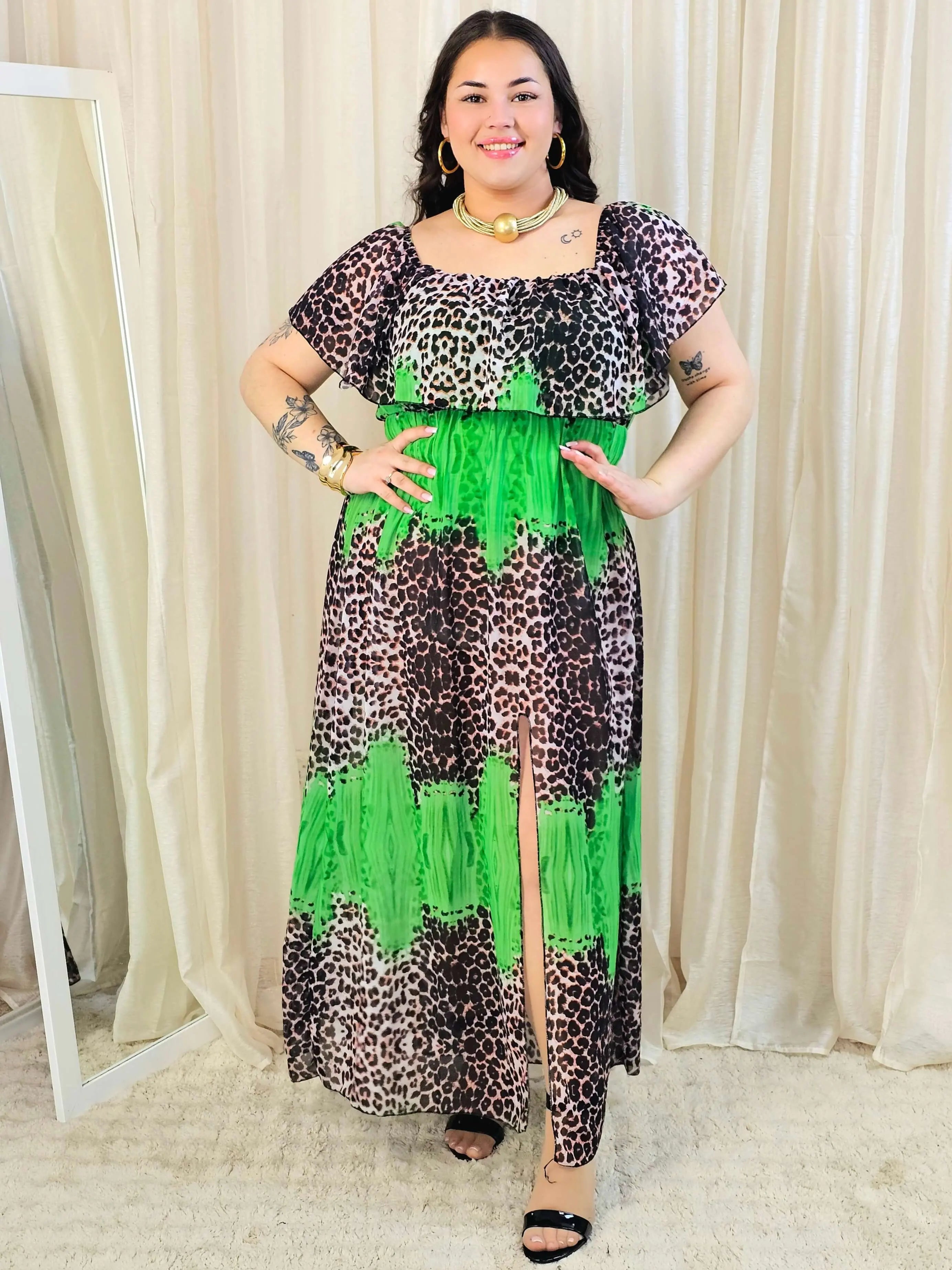 Sukienka maxi w stylu boho z wzorem zwierzęcym - w kilku kolorach Stylowa XL