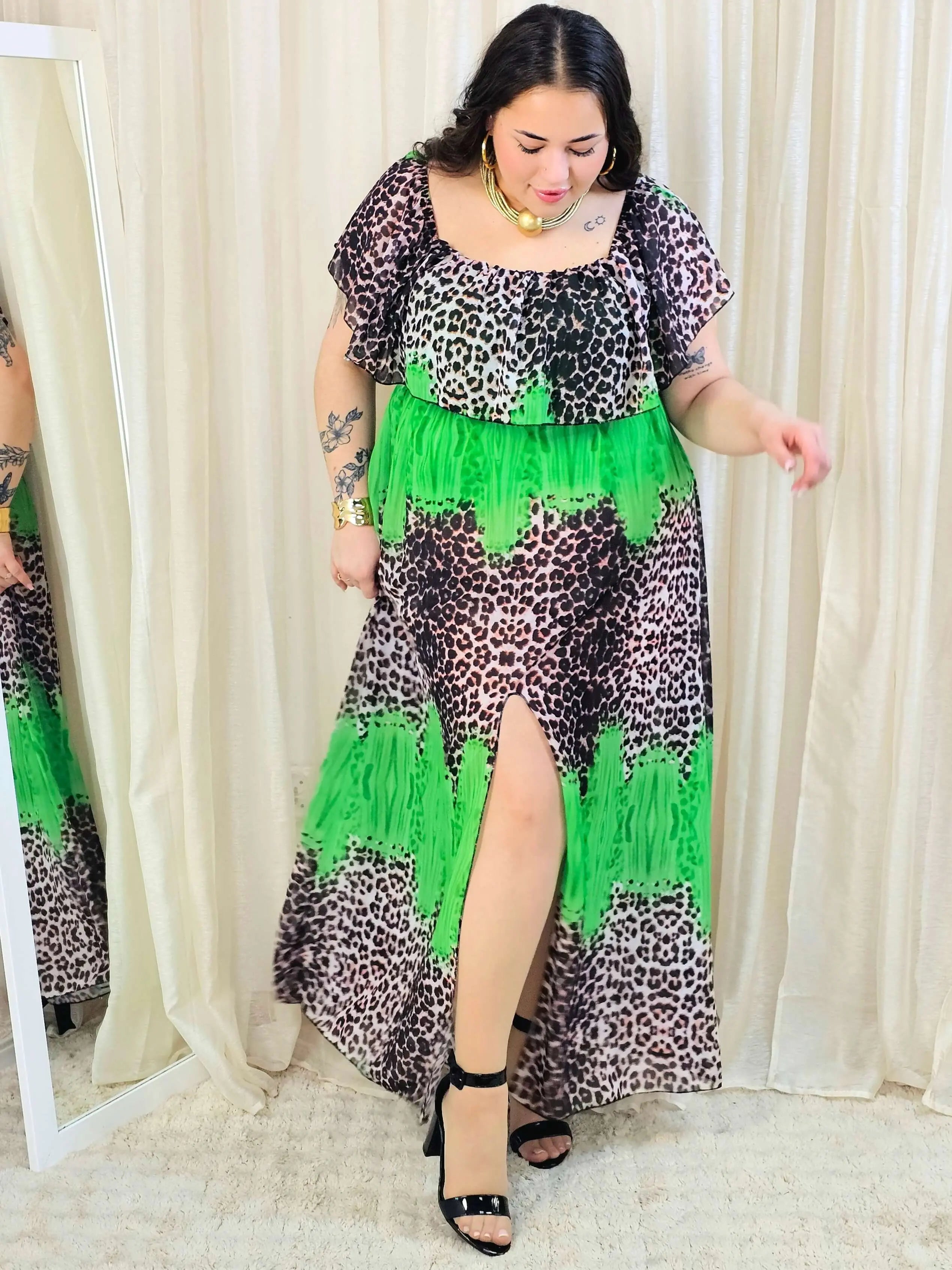 Sukienka maxi w stylu boho z wzorem zwierzęcym - w kilku kolorach Stylowa XL