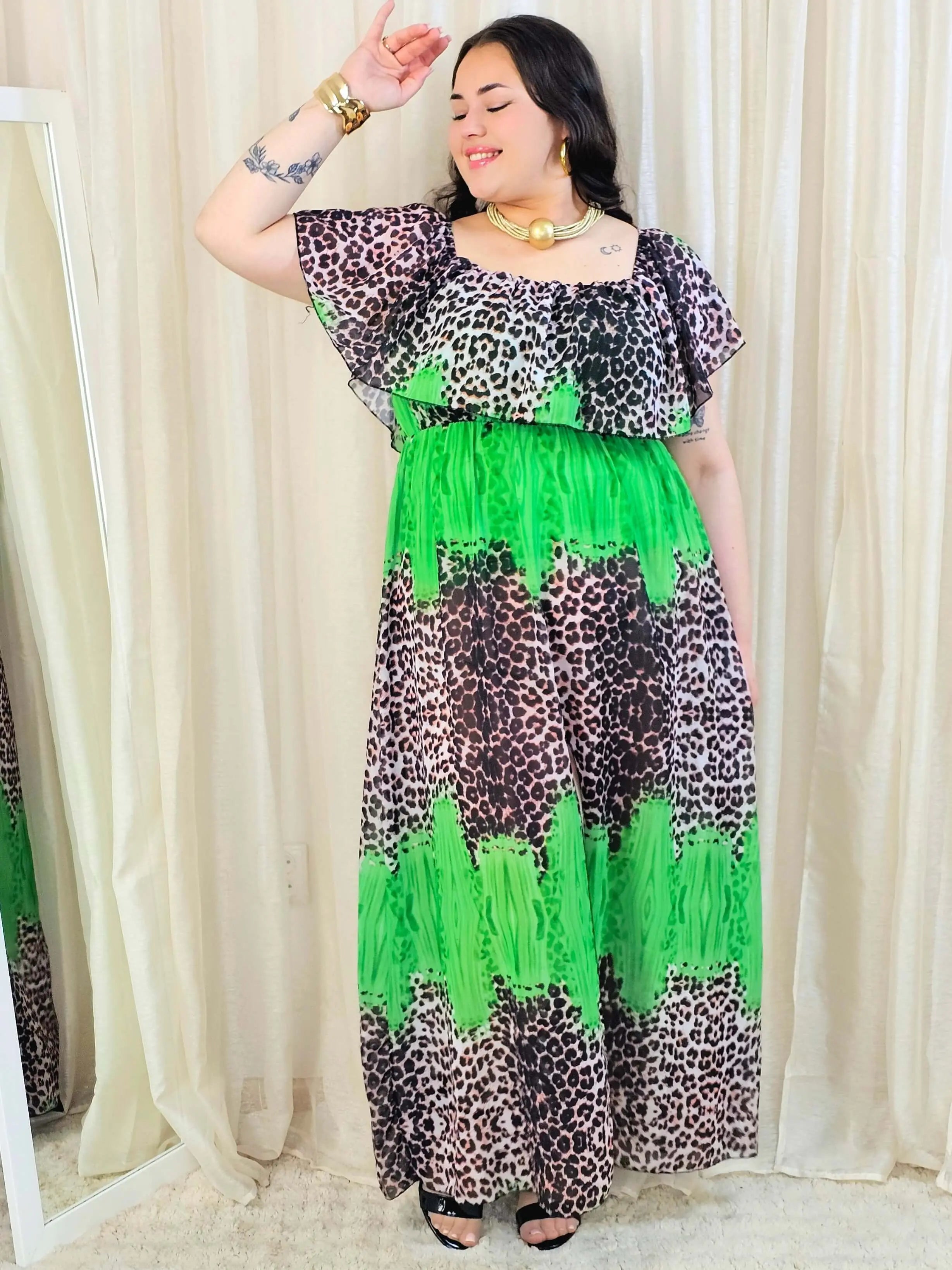 Sukienka maxi w stylu boho z wzorem zwierzęcym - w kilku kolorach Stylowa XL