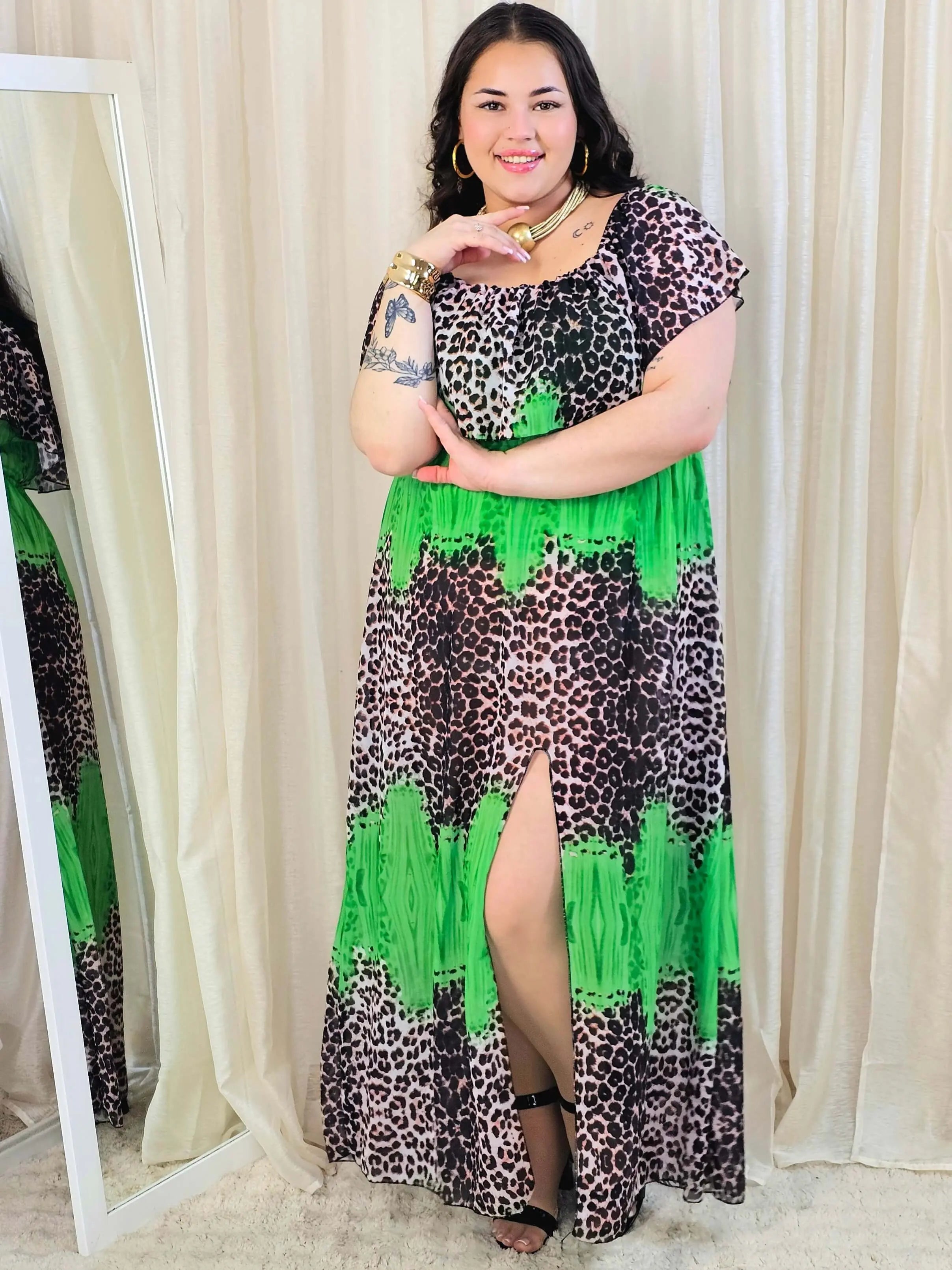 Sukienka maxi w stylu boho z wzorem zwierzęcym - w kilku kolorach Stylowa XL