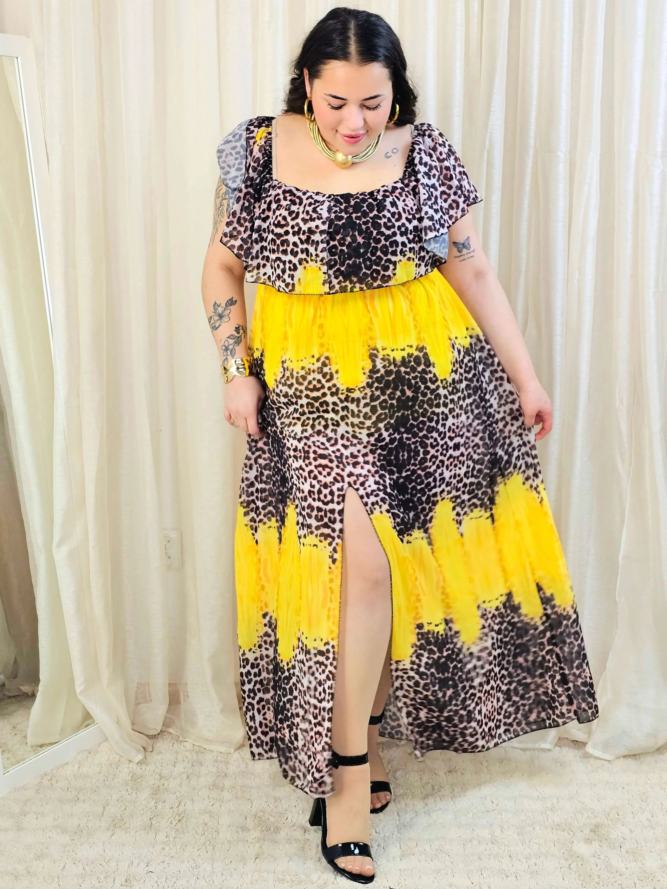 Sukienka maxi w stylu boho z wzorem zwierzęcym - w kilku kolorach Stylowa XL