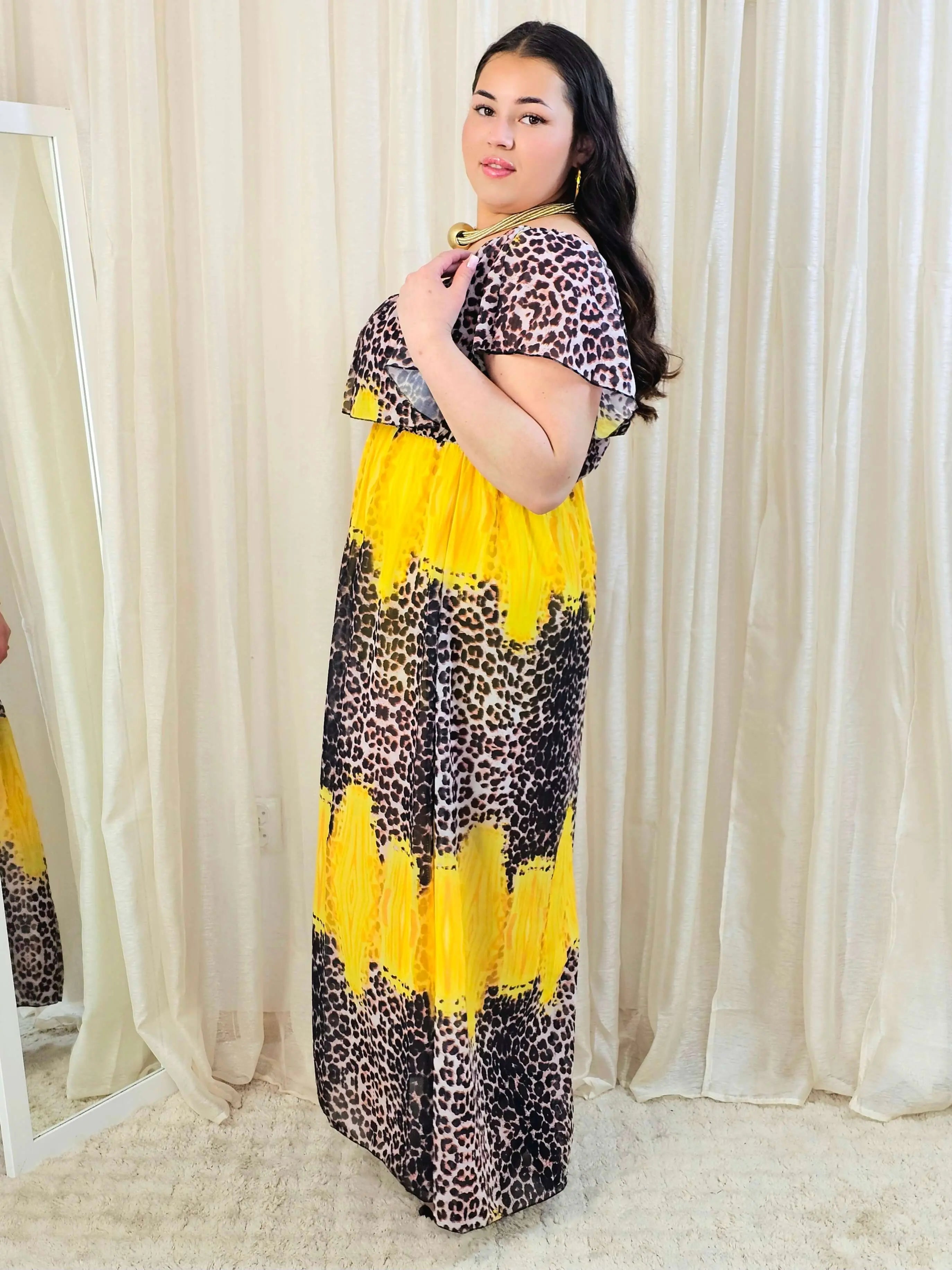 Sukienka maxi w stylu boho z wzorem zwierzęcym - w kilku kolorach Stylowa XL