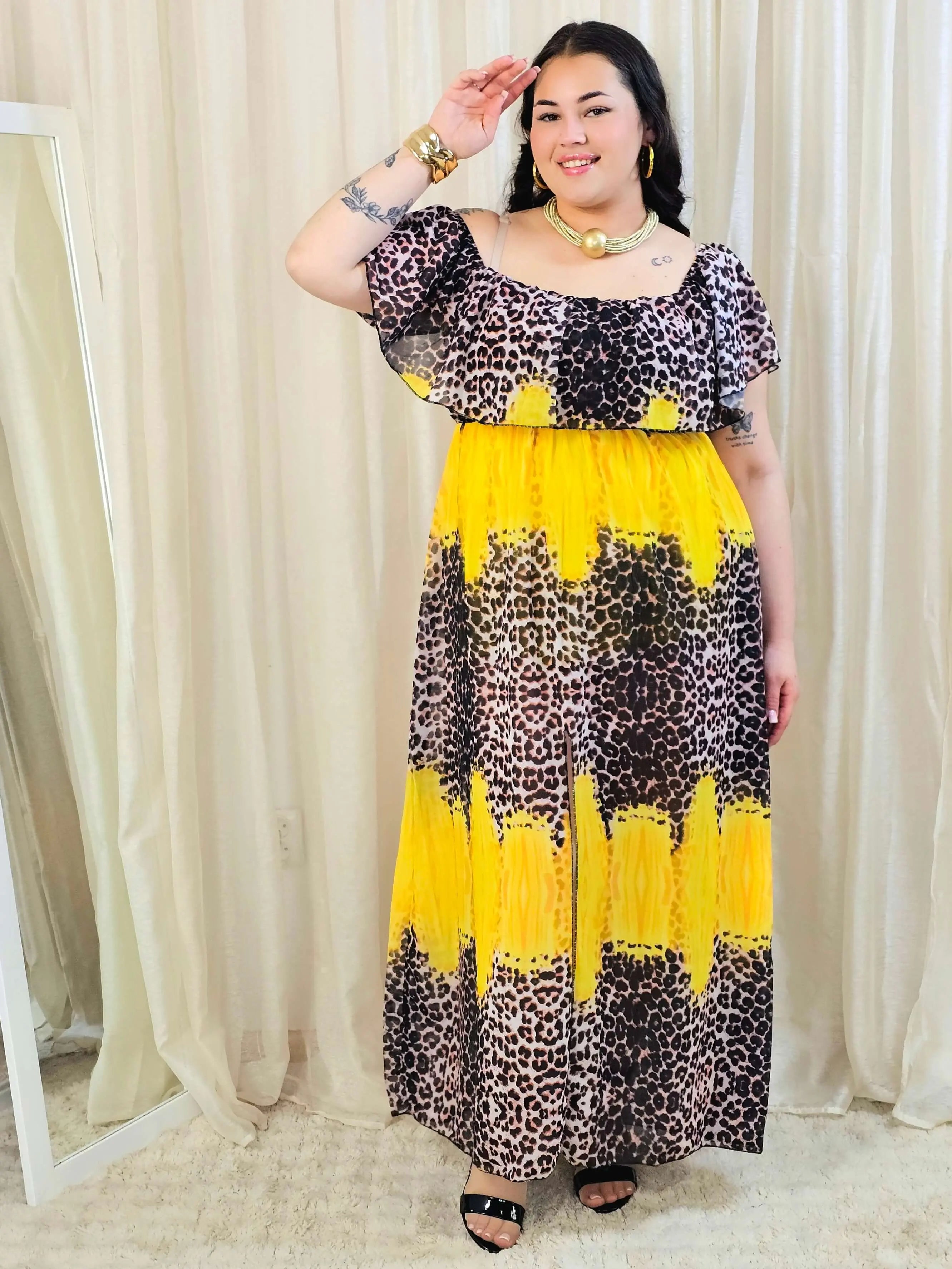 Sukienka maxi w stylu boho z wzorem zwierzęcym - w kilku kolorach Stylowa XL