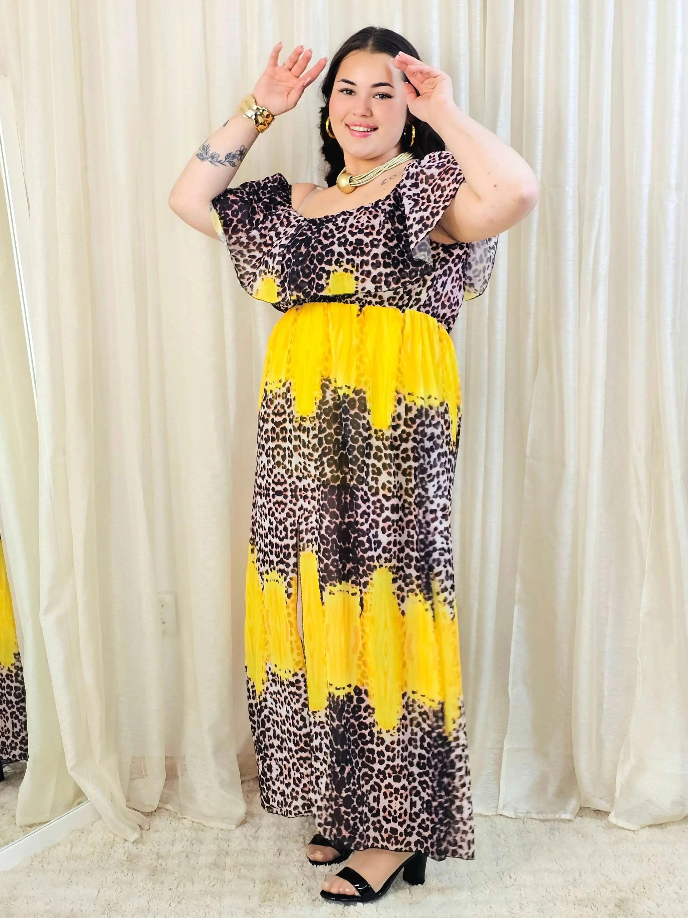 Sukienka maxi w stylu boho z wzorem zwierzęcym - w kilku kolorach Stylowa XL