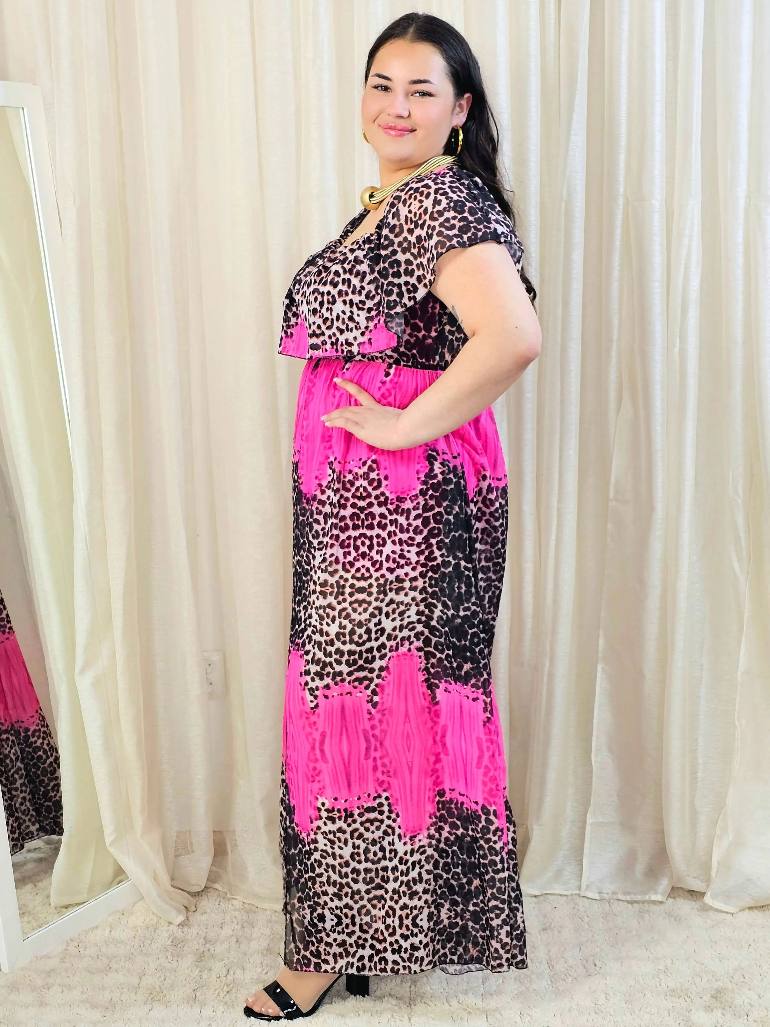 Sukienka maxi w stylu boho z wzorem zwierzęcym - w kilku kolorach Stylowa XL