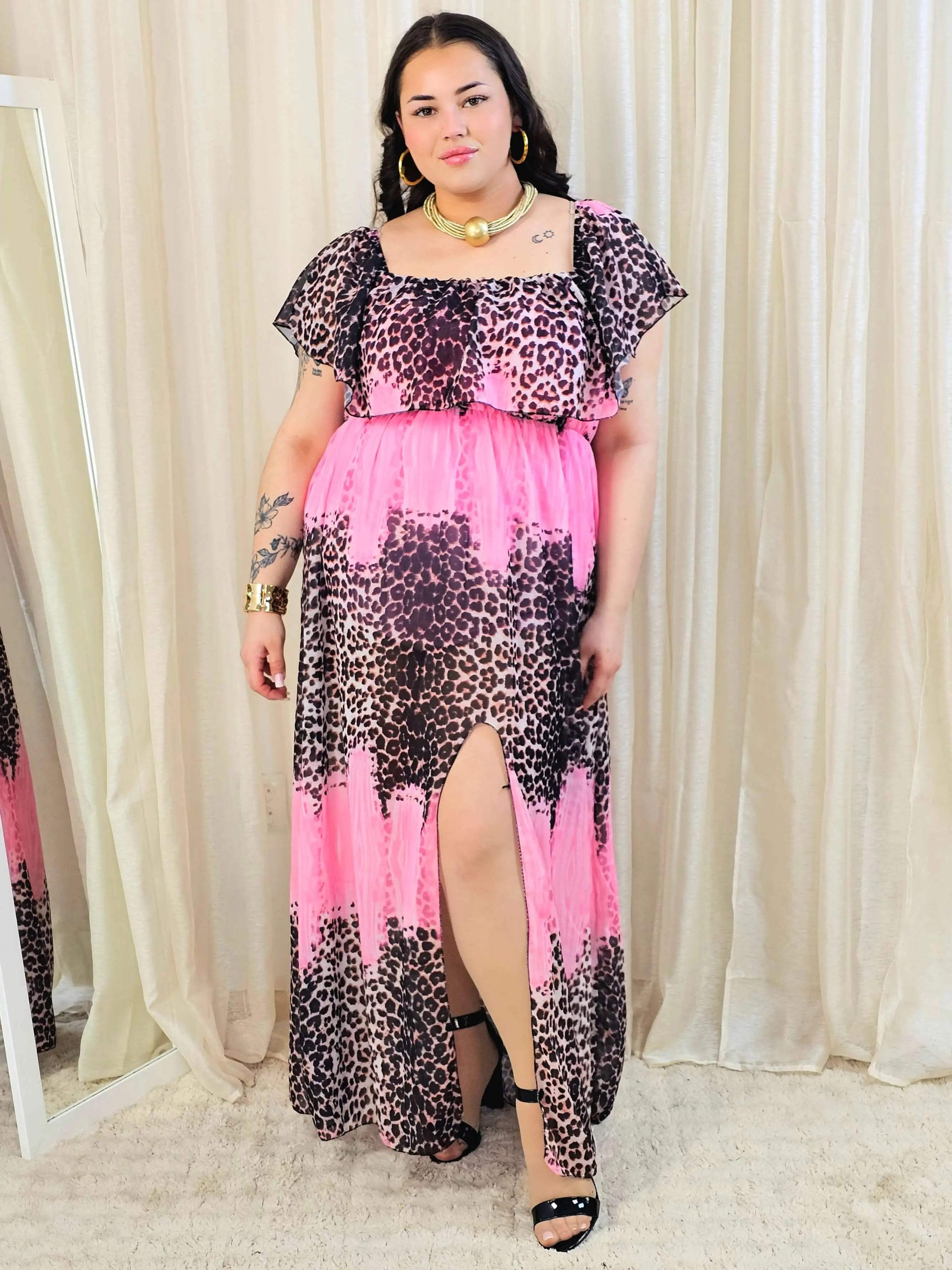 Sukienka maxi w stylu boho z wzorem zwierzęcym - w kilku kolorach Stylowa XL