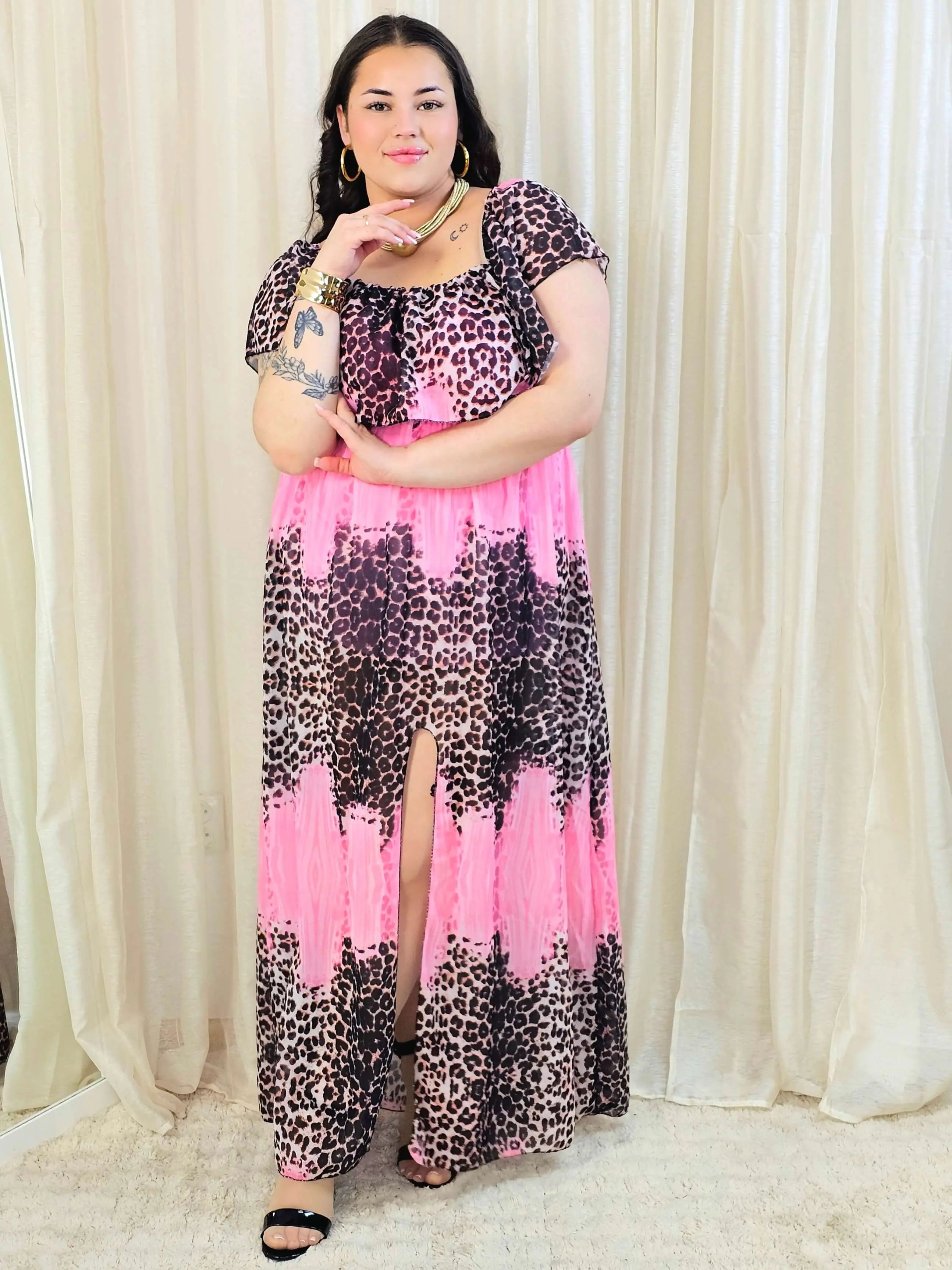 Sukienka maxi w stylu boho z wzorem zwierzęcym - w kilku kolorach Stylowa XL