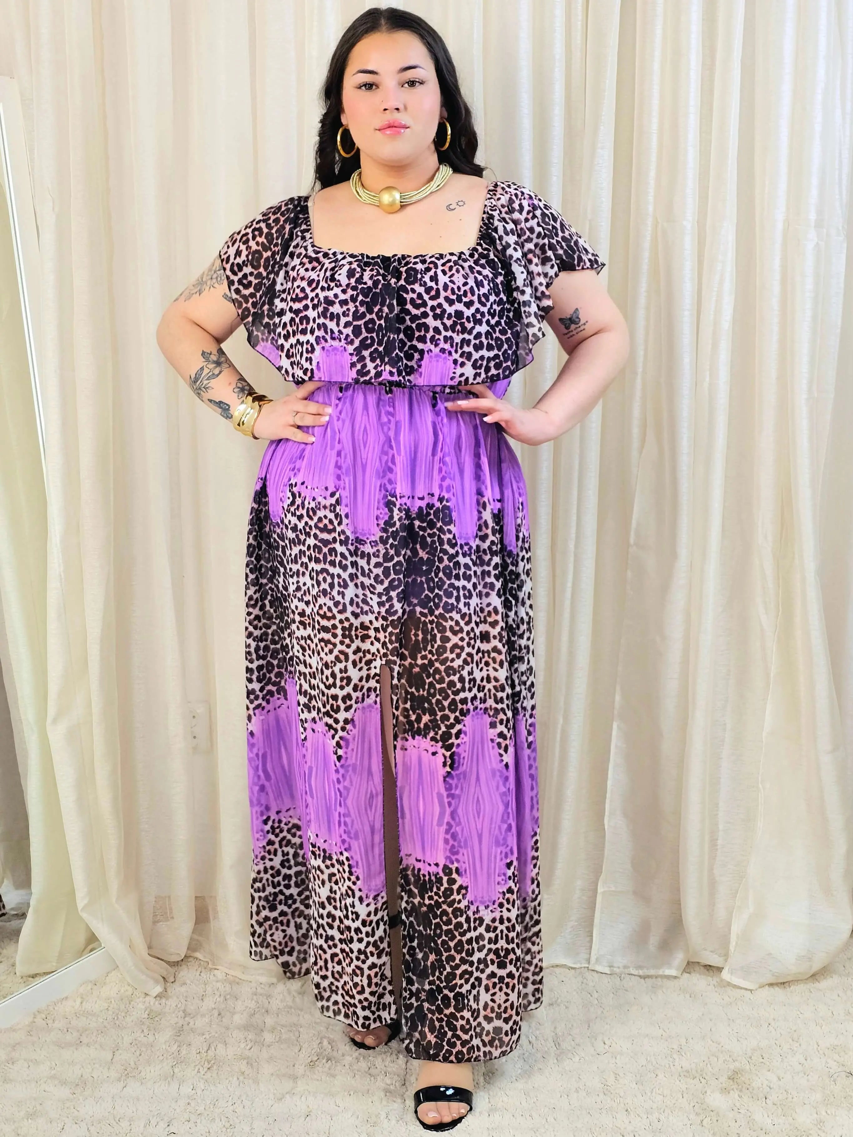 Sukienka maxi w stylu boho z wzorem zwierzęcym - w kilku kolorach Stylowa XL