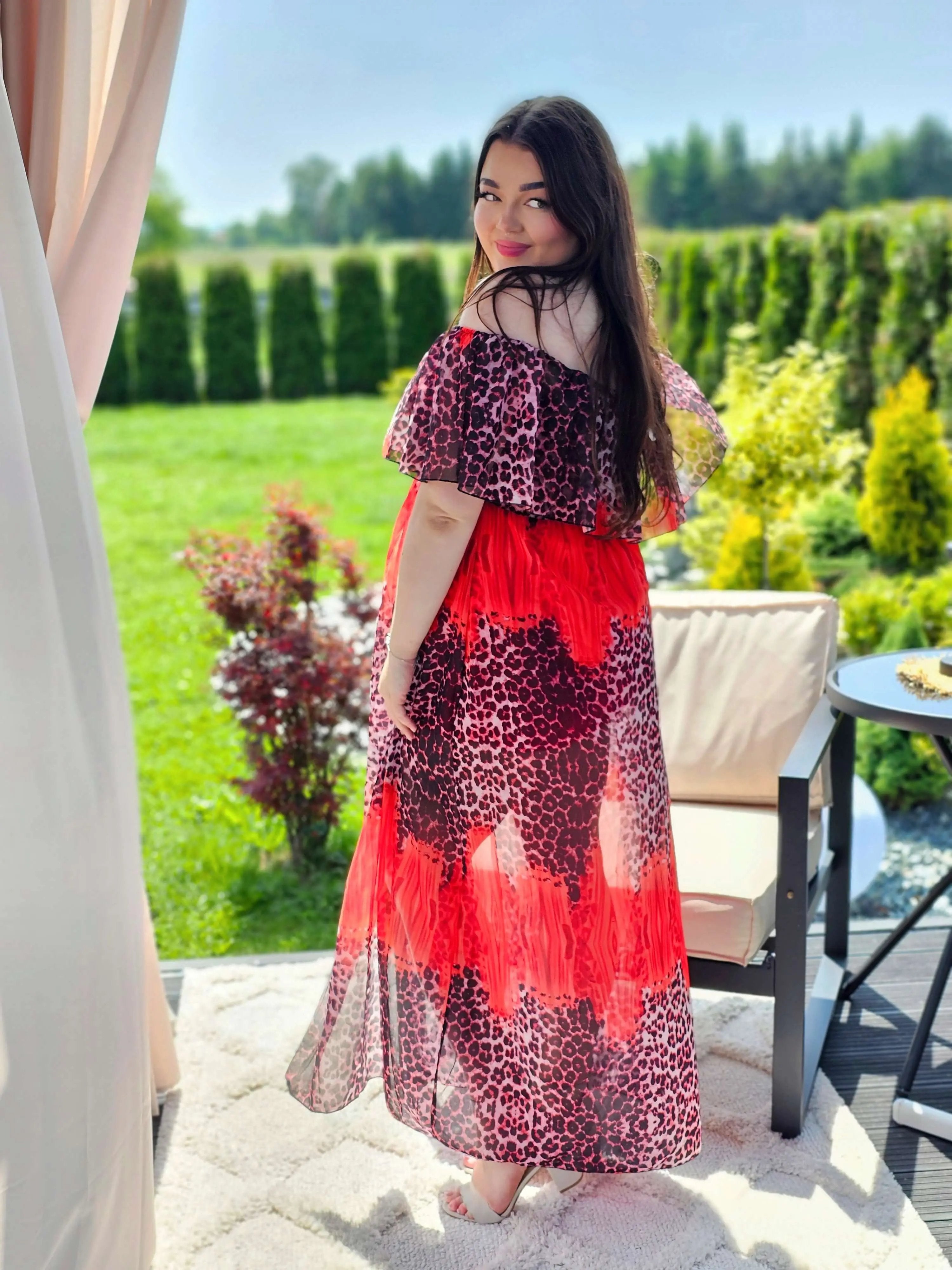 Sukienka maxi w stylu boho z wzorem zwierzęcym - w kilku kolorach Stylowa XL