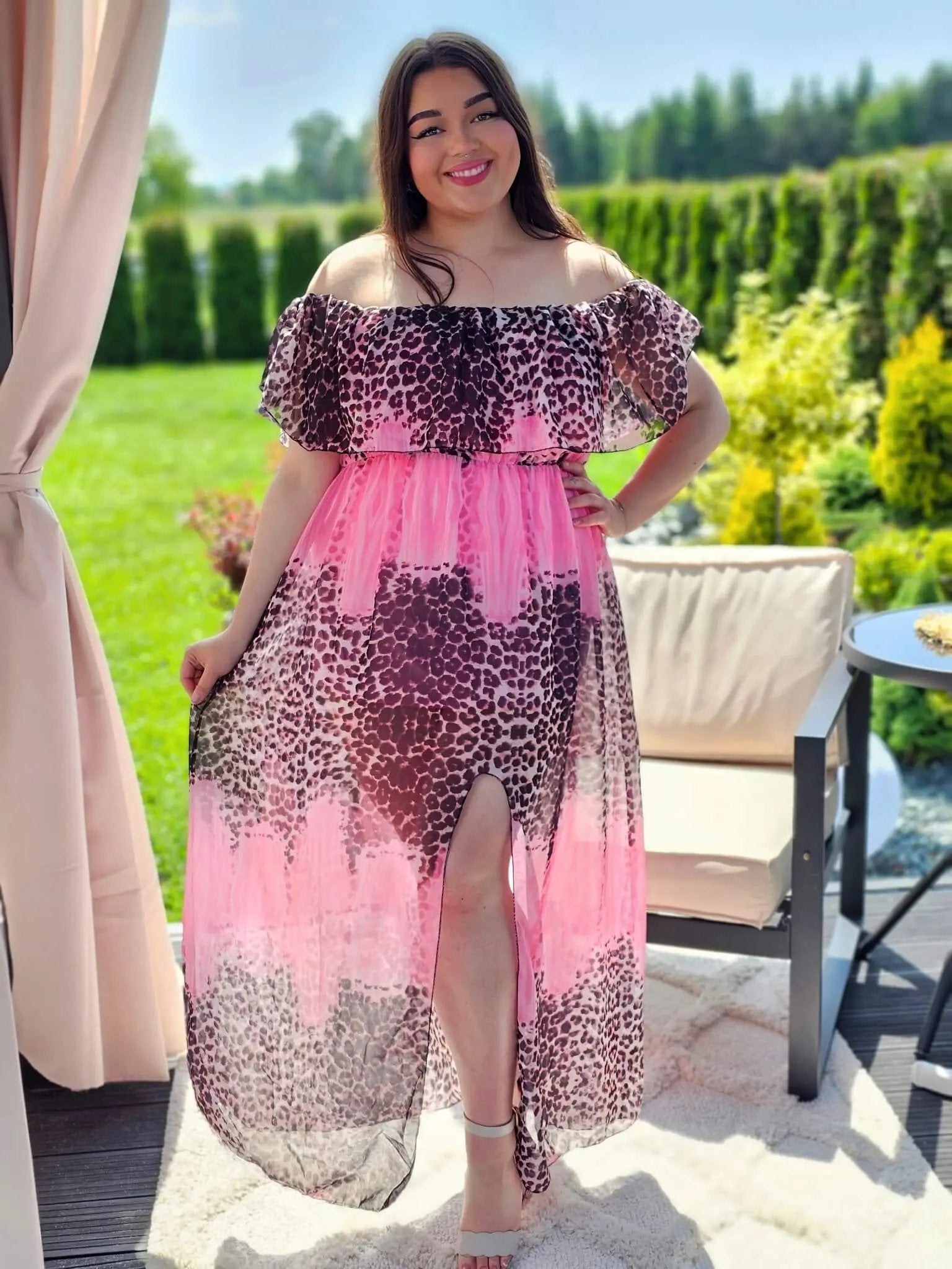 Sukienka maxi w stylu boho z wzorem zwierzęcym - w kilku kolorach Stylowa XL