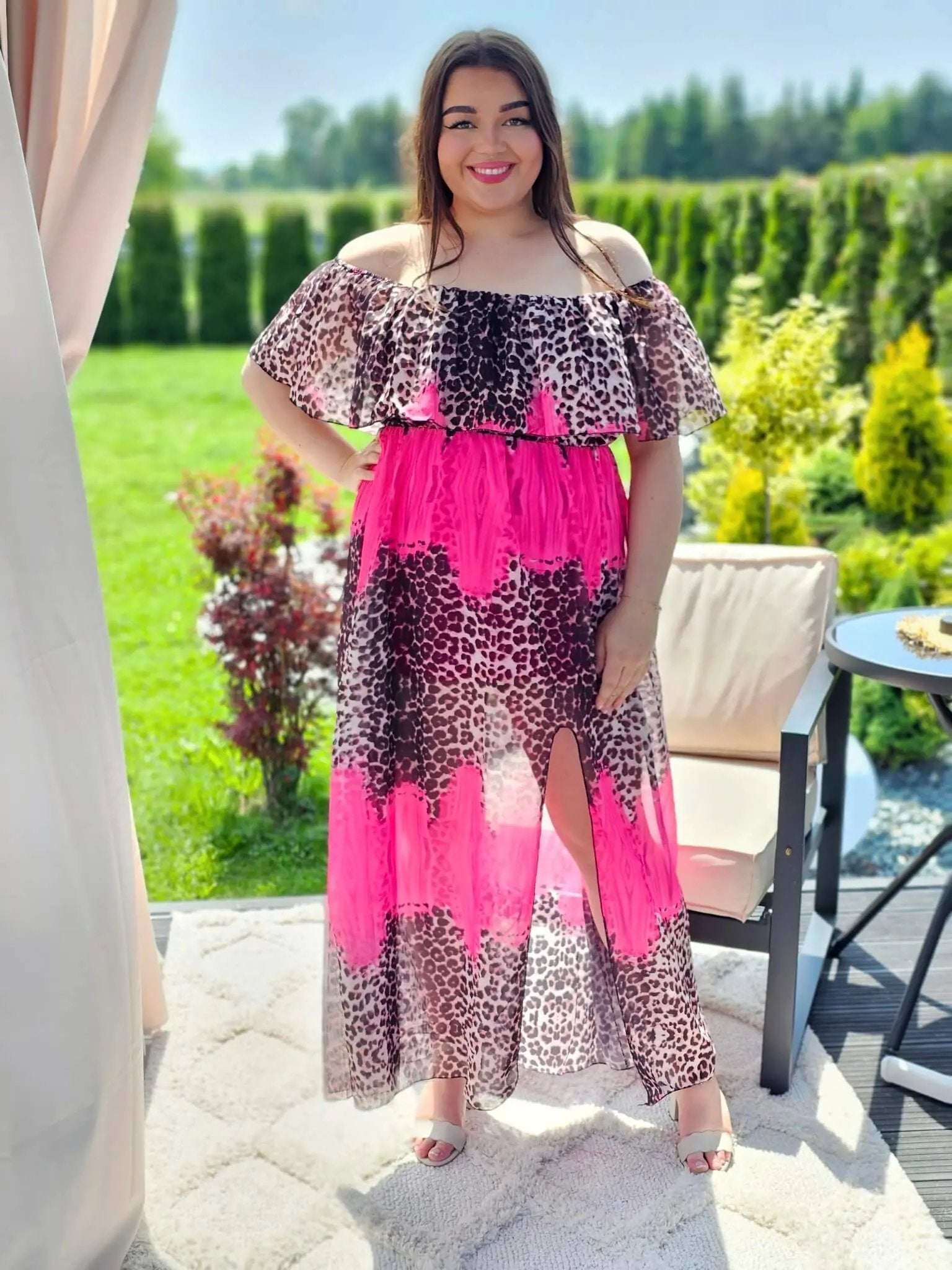 Sukienka maxi w stylu boho z wzorem zwierzęcym - w kilku kolorach Stylowa XL