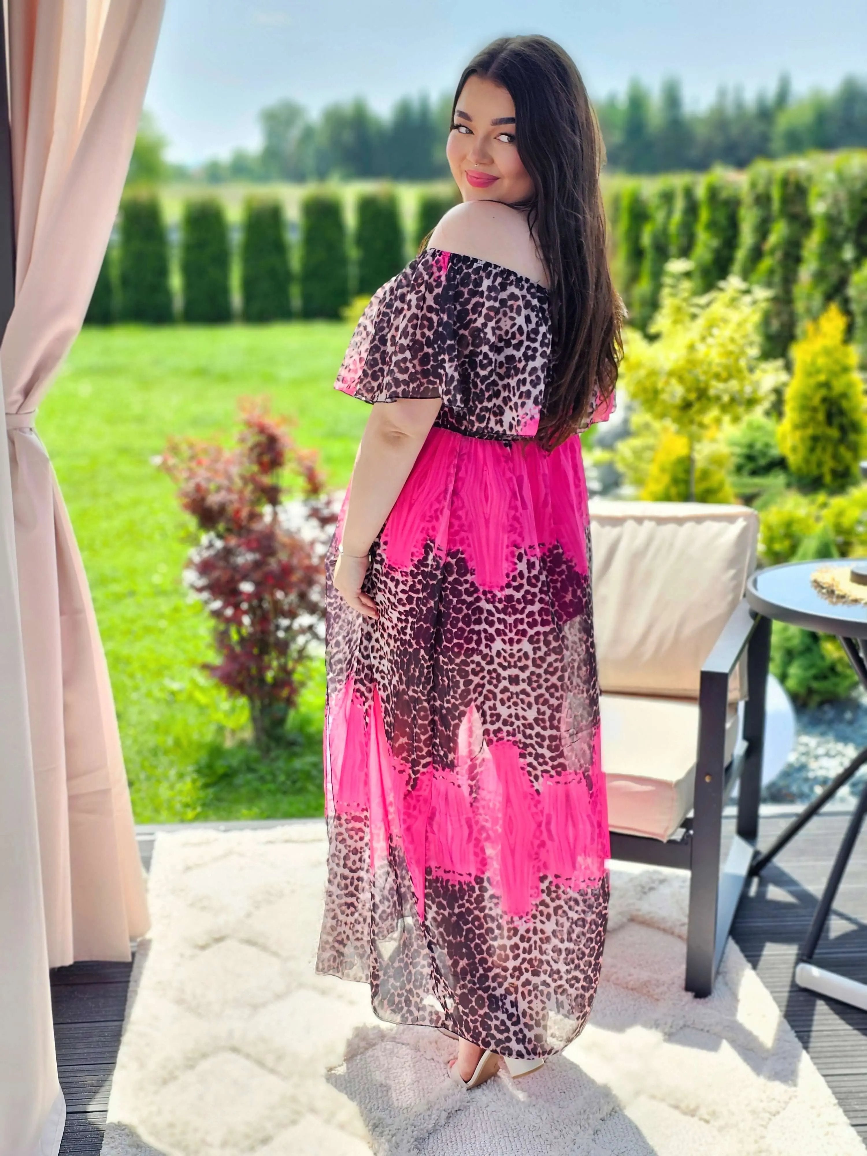 Sukienka maxi w stylu boho z wzorem zwierzęcym - w kilku kolorach Stylowa XL