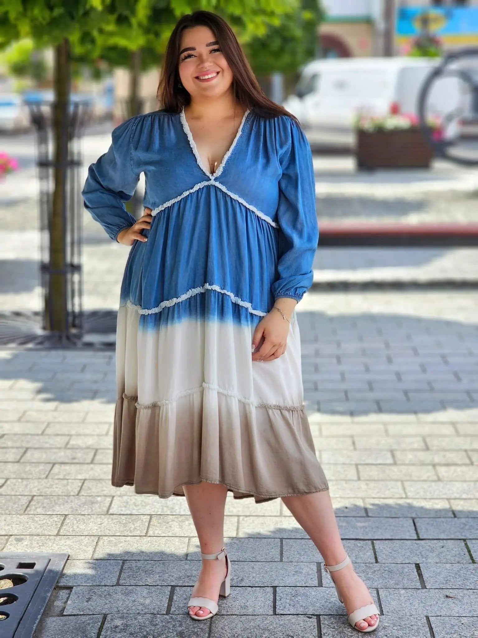 Sukienka maxi w stylu ombre Stylowa XL