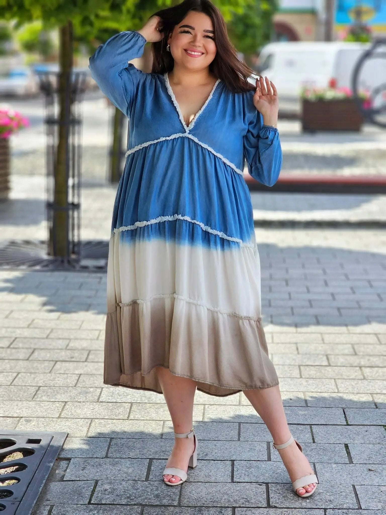 Sukienka maxi w stylu ombre Stylowa XL