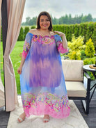 Sukienka maxi z artystycznym wzorem Stylowa XL