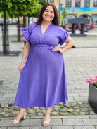 Sukienka maxi z falbankowym rękawkiem Stylowa XL