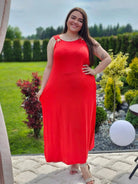 Sukienka maxi z ozdobnymi klamerkami Stylowa XL