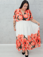 Sukienka maxi z różanym printem Stylowa XL