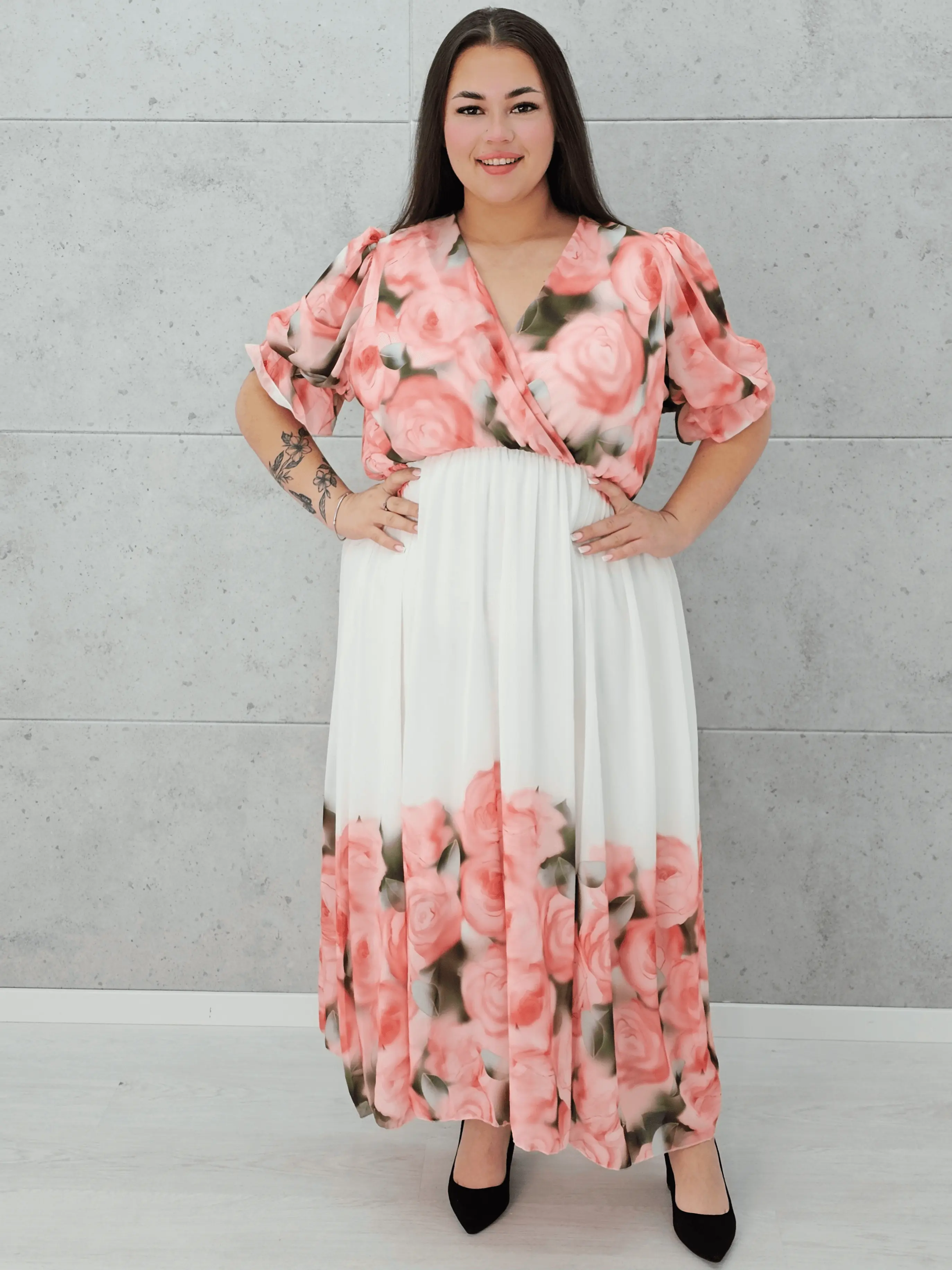 Sukienka maxi z różanym printem Stylowa XL