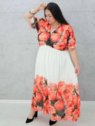 Sukienka maxi z różanym printem Stylowa XL