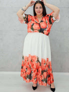 Sukienka maxi z różanym printem Stylowa XL