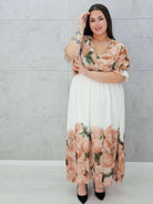 Sukienka maxi z różanym printem Stylowa XL