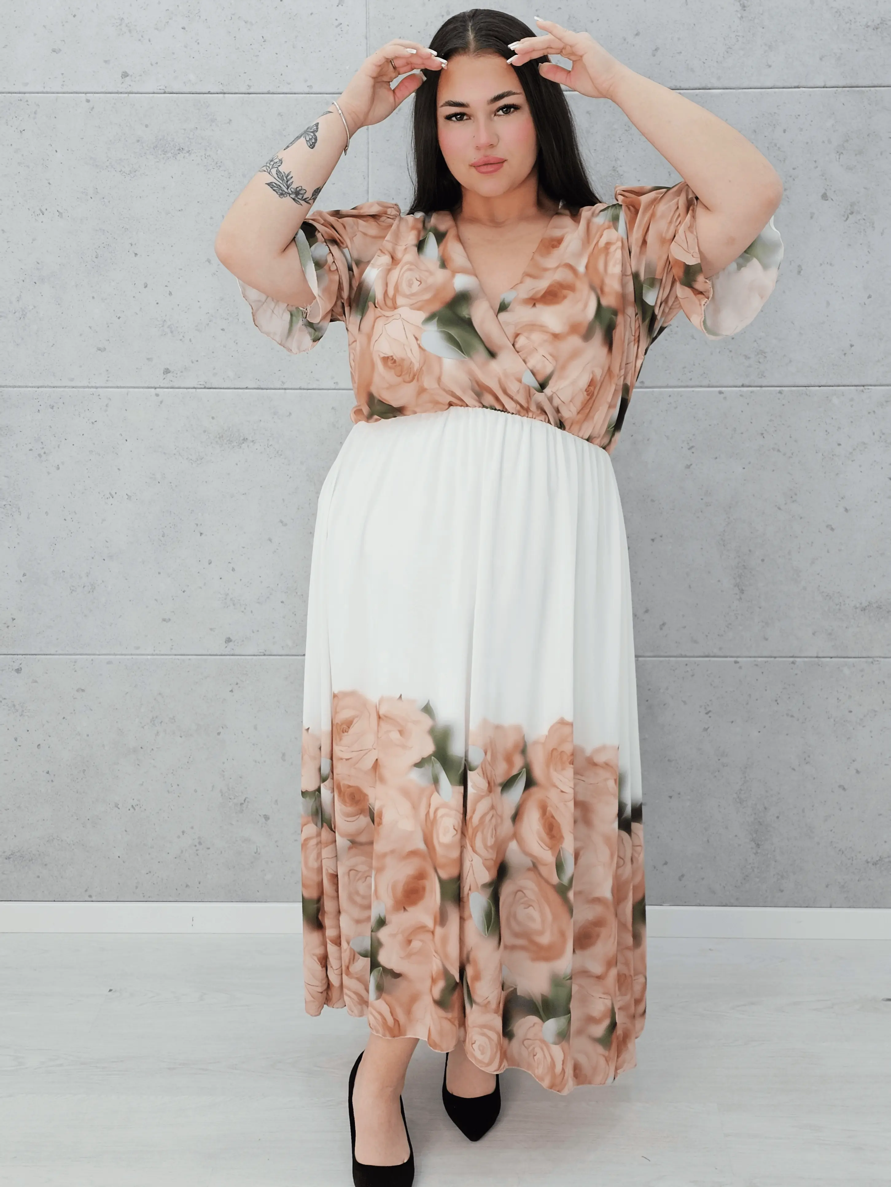 Sukienka maxi z różanym printem Stylowa XL