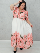 Sukienka maxi z różanym printem Stylowa XL