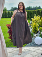 Sukienka maxi z wiązaniem na ramionach Stylowa XL