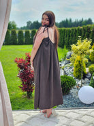 Sukienka maxi z wiązaniem na ramionach Stylowa XL
