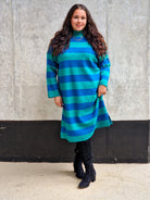 Sukienka niebieska w paski-Lara Stylowa XL