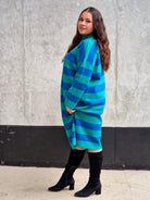 Sukienka niebieska w paski-Lara Stylowa XL