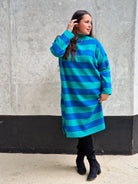 Sukienka niebieska w paski-Lara Stylowa XL