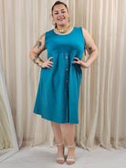 Sukienka odcinana pod biustem dołem ozdobne guziczki w kilku kolorach Stylowa XL