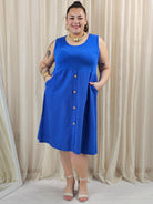 Sukienka odcinana pod biustem dołem ozdobne guziczki w kilku kolorach Stylowa XL