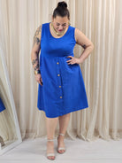 Sukienka odcinana pod biustem dołem ozdobne guziczki w kilku kolorach Stylowa XL